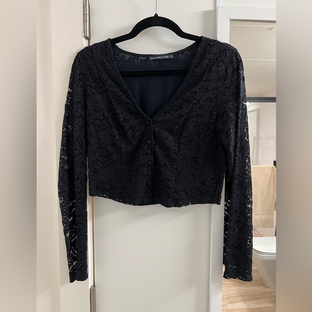 A&F Black Lace Crop Top - Size S